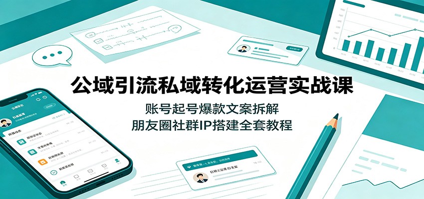 公域引流私域转化运营实战课：账号起号爆款文案拆解，朋友圈社群IP搭建全套教程亿创资源网_优质资源分享平台_一站式资源获取亿创资源网 | 优质资源分享平台_一站式资源获取