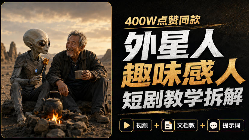 400W点赞同款外星人趣味感人短剧教学拆解，视频+文档教+提示词亿创资源网_优质资源分享平台_一站式资源获取亿创资源网 | 优质资源分享平台_一站式资源获取