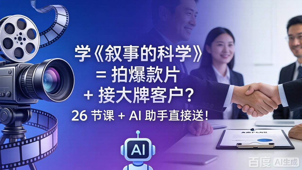 学《叙事的科学》= 拍爆款片 + 接大牌客户？26 节课 + AI 助手直接送！亿创资源网_优质资源分享平台_一站式资源获取亿创资源网 | 优质资源分享平台_一站式资源获取