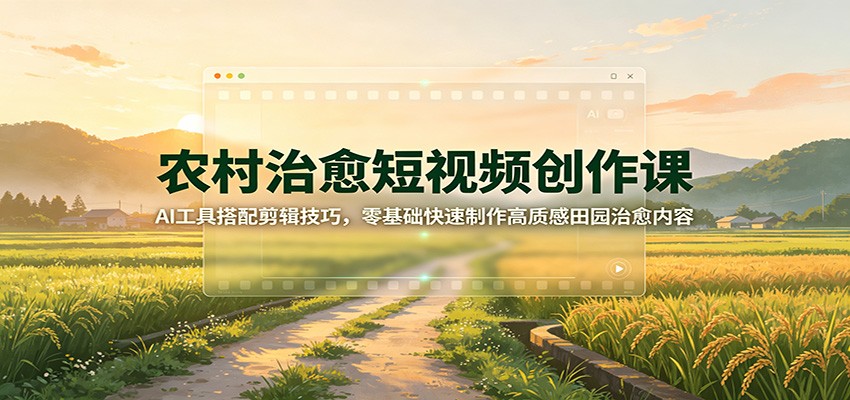 农村治愈短视频创作课：AI工具搭配剪辑技巧，零基础快速制作高质感田园治愈内容亿创资源网_优质资源分享平台_一站式资源获取亿创资源网 | 优质资源分享平台_一站式资源获取