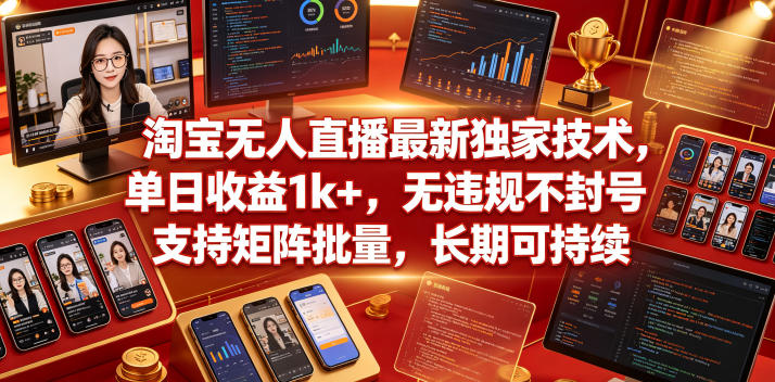 淘宝无人直播最新独家技术，单日收益1k+，无违规不封号，支持矩阵批量，长期可持续【揭秘】亿创资源网_优质资源分享平台_一站式资源获取亿创资源网 | 优质资源分享平台_一站式资源获取