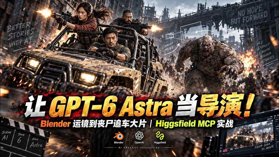 （20762期）【无水印】让 GPT-6 Astra 当导演！Blender 运镜到丧尸追车大片｜Higgsfield MCP 实战亿创资源网_优质资源分享平台_一站式资源获取亿创资源网 | 优质资源分享平台_一站式资源获取