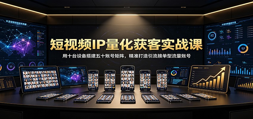 短视频IP量化获客实战课：用十台设备搭建五十账号矩阵，精准打造引流接单型流量账号亿创资源网_优质资源分享平台_一站式资源获取亿创资源网 | 优质资源分享平台_一站式资源获取
