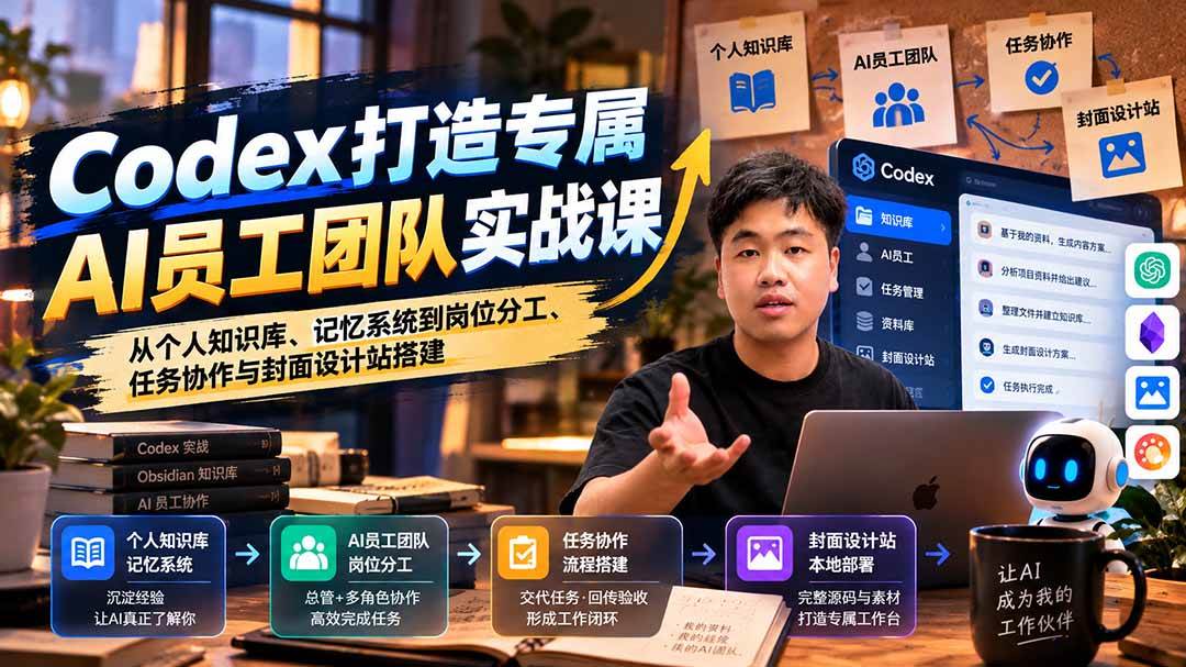 （20916期）【无水印】Codex打造专属AI员工团队实战课：从个人知识库、记忆系统到岗位分工、任务协作与封面设计站搭建亿创资源网_优质资源分享平台_一站式资源获取亿创资源网 | 优质资源分享平台_一站式资源获取