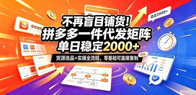 （20955期）不再盲目铺货！拼多多一件代发矩阵落地攻略，提供优质货源店铺运营全流程，零基础可直接复制亿创资源网_优质资源分享平台_一站式资源获取亿创资源网 | 优质资源分享平台_一站式资源获取
