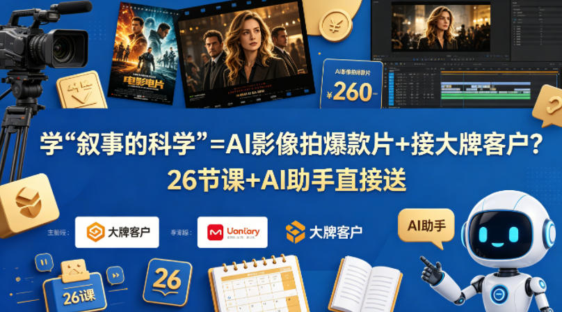 学《叙事的科学》=AI影像拍爆款片+接大牌客户？26节课+AI助手直接送【原创双语字幕】亿创资源网_优质资源分享平台_一站式资源获取亿创资源网 | 优质资源分享平台_一站式资源获取