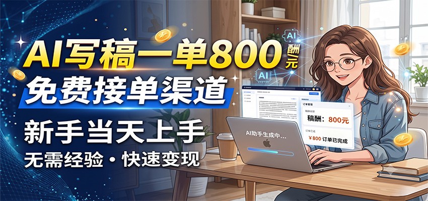 AI写稿一单800，免费接单渠道，一单一结几十到上千，新手当天上手亿创资源网_优质资源分享平台_一站式资源获取亿创资源网 | 优质资源分享平台_一站式资源获取