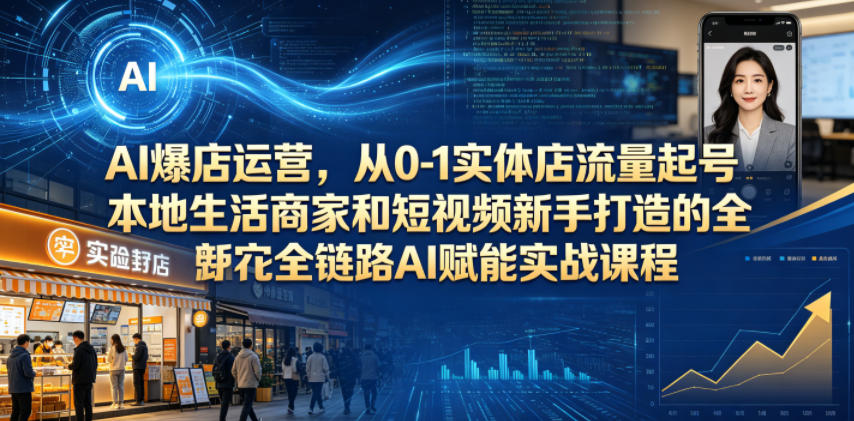 AI爆店运营，从0-1实体店流量起号，本地生活商家和短视频新手打造的全链路AI赋能实战课程亿创资源网_优质资源分享平台_一站式资源获取亿创资源网 | 优质资源分享平台_一站式资源获取