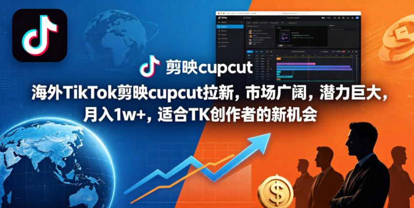 海外TikTok剪映cupcut拉新，市场广阔，潜力巨大，月入1w+，适合TK创作者的新机会亿创资源网_优质资源分享平台_一站式资源获取亿创资源网 | 优质资源分享平台_一站式资源获取