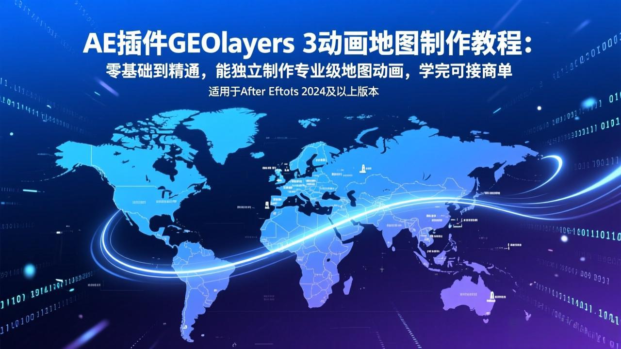 AE插件GEOlayers 3动画地图制作教程：零基础到精通，能独立制作专业级地图动画，学完可接商单亿创资源网_优质资源分享平台_一站式资源获取亿创资源网 | 优质资源分享平台_一站式资源获取