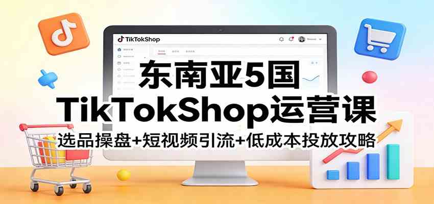 东南亚5国TikTokShop运营课：选品操盘+短视频引流+低成本投放攻略亿创资源网_优质资源分享平台_一站式资源获取亿创资源网 | 优质资源分享平台_一站式资源获取