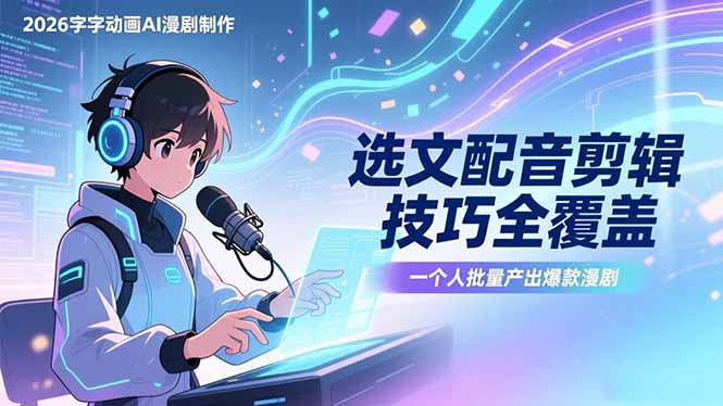 2026字字动画AI漫剧制作-1期，选文配音剪辑技巧全覆盖，一个人就能批量产出爆款漫剧亿创资源网_优质资源分享平台_一站式资源获取亿创资源网 | 优质资源分享平台_一站式资源获取