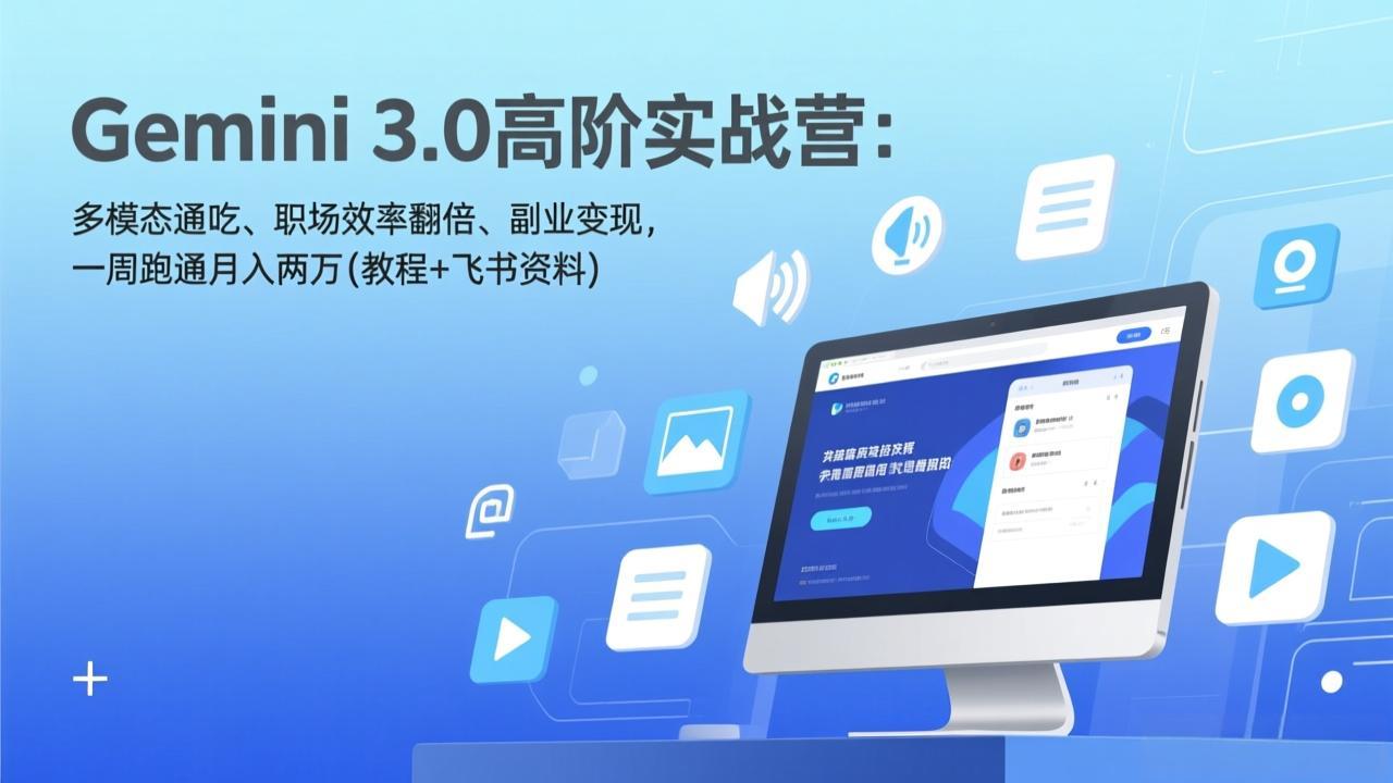 Gemini 3.0高阶实战营：多模态通吃、职场效率翻倍、副业变现，一周跑通月入两万(教程+飞书资料亿创资源网_优质资源分享平台_一站式资源获取亿创资源网 | 优质资源分享平台_一站式资源获取