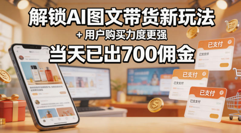 解锁ai图文带货新玩法+用户购买力度更强，当天已出700佣金，详细拆解亿创资源网_优质资源分享平台_一站式资源获取亿创资源网 | 优质资源分享平台_一站式资源获取