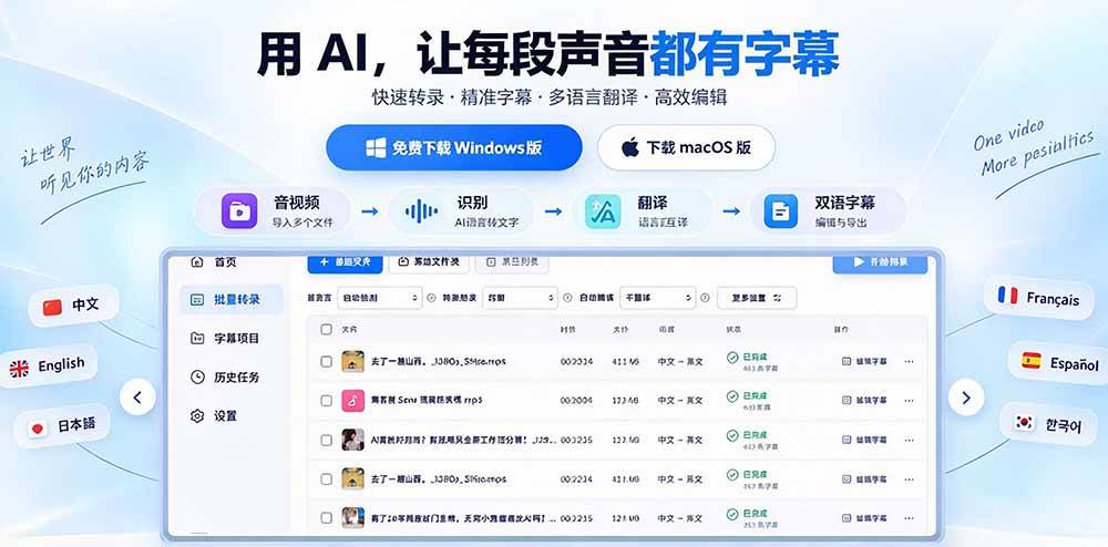 (20728期)剪映会员不用再开了?视频字幕一键生成加翻译,本地离线运行,完全免费,超快速高精度,字幕大师 (20728期)剪映会员不用再开了?视频字幕一键生成加翻译,本地离线运行,完全免费,超快速高精度,字幕大师