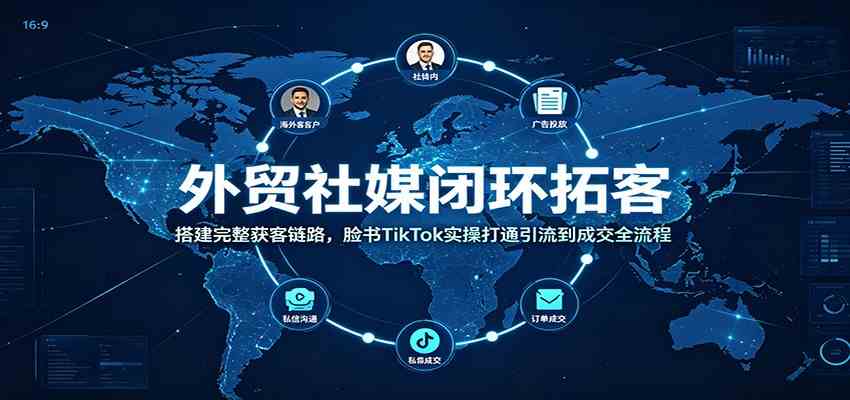 外贸社媒闭环拓客：搭建完整获客链路，脸书TikTok实操打通引流到成交全流程亿创资源网_优质资源分享平台_一站式资源获取亿创资源网 | 优质资源分享平台_一站式资源获取