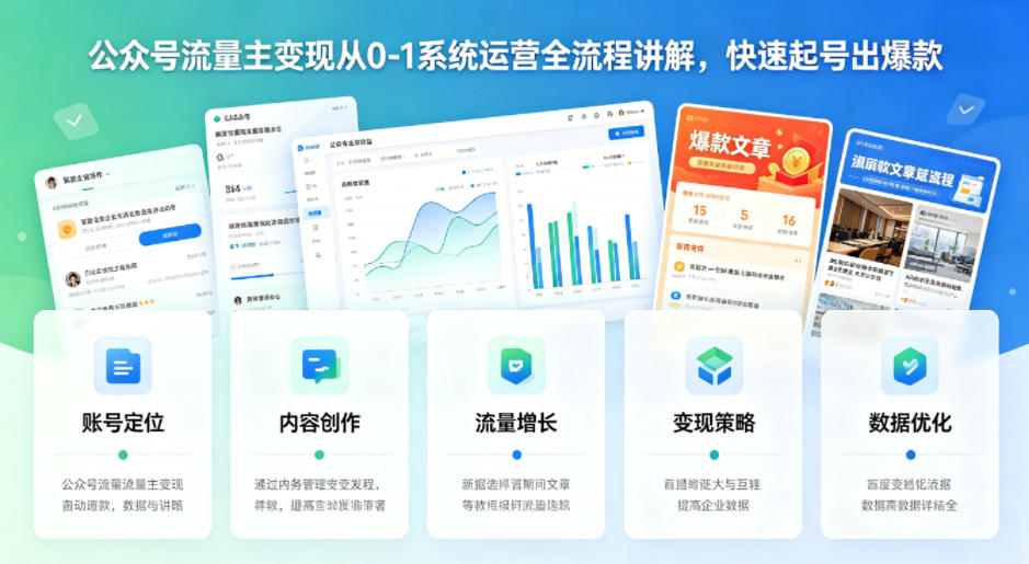 公众号流量主变现从0-1系统运营全流程讲解，快速起号出爆款亿创资源网_优质资源分享平台_一站式资源获取亿创资源网 | 优质资源分享平台_一站式资源获取
