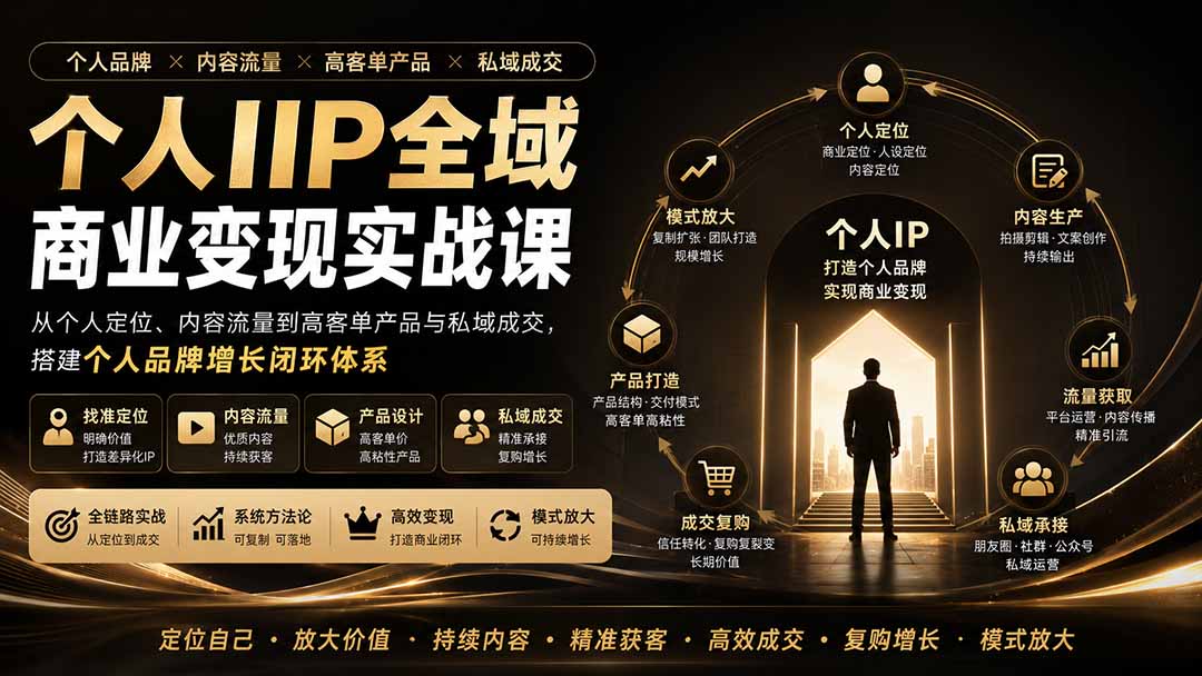 个人IP全域商业变现实战课 (无水印亿创资源网_优质资源分享平台_一站式资源获取亿创资源网 | 优质资源分享平台_一站式资源获取