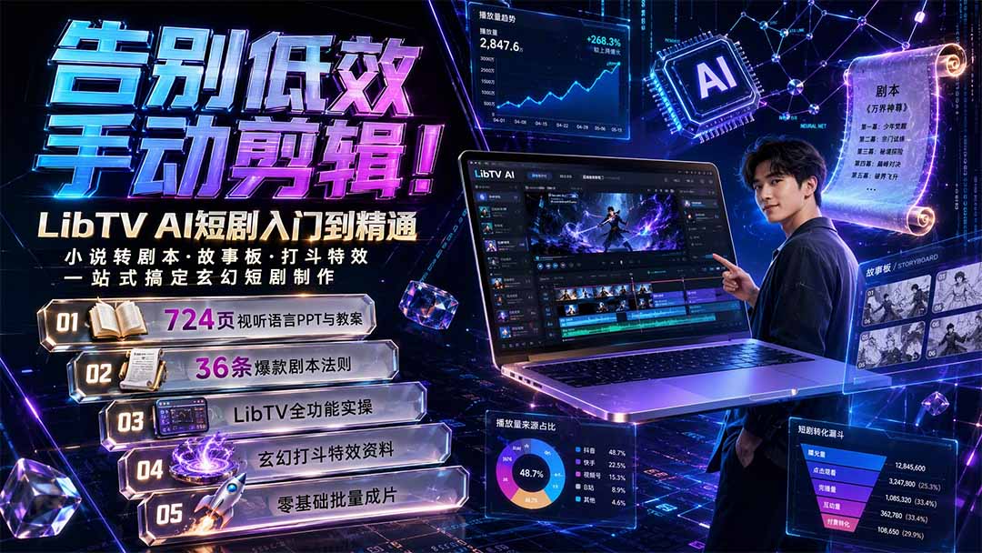 告别低效手动剪辑！LibTV AI短剧入门到精通，小说转剧本方法，故事板打斗特效一站式搞定玄幻短剧制作亿创资源网_优质资源分享平台_一站式资源获取亿创资源网 | 优质资源分享平台_一站式资源获取