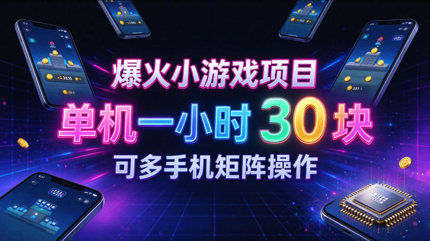 爆火小游戏撸金项目,实测单机一小时30+,可多手机矩阵操作,新手看完一遍就能上手【揭秘】亿创资源网_优质资源分享平台_一站式资源获取亿创资源网 | 优质资源分享平台_一站式资源获取
