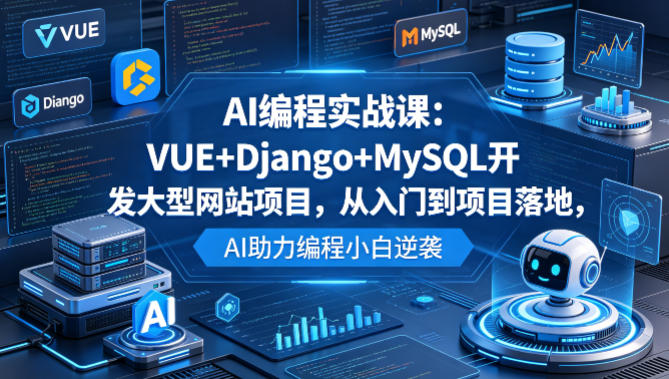 AI编程实战课：VUE+Django+MySQL开发大型网站项目，从入门到项目落地，AI助力编程小白逆袭亿创资源网_优质资源分享平台_一站式资源获取亿创资源网 | 优质资源分享平台_一站式资源获取
