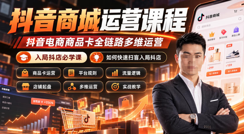 抖音商城运营课程，抖音电商商品卡全链路多维运营，入局抖店必学课， 如何快速扫盲入局抖店(更新26年10月)亿创资源网_优质资源分享平台_一站式资源获取亿创资源网 | 优质资源分享平台_一站式资源获取