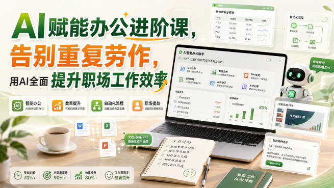 AI赋能办公进阶课，告别重复劳作，用AI全面提升职场工作效率亿创资源网_优质资源分享平台_一站式资源获取亿创资源网 | 优质资源分享平台_一站式资源获取