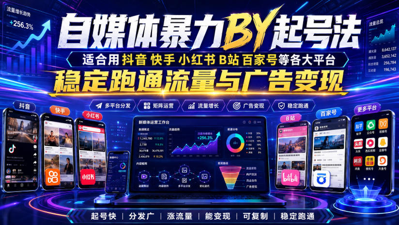 自媒体暴力搬运起号法，适合用抖音快手小红书B站百家号等各大平台，稳定跑通流量与广告变现亿创资源网_优质资源分享平台_一站式资源获取亿创资源网 | 优质资源分享平台_一站式资源获取