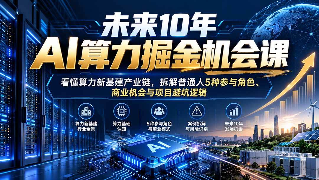 （20825期）未来10年AI算力掘金机会课：看懂算力新基建产业链，拆解普通人5种参与角色、商业机会与项目避坑逻辑亿创资源网_优质资源分享平台_一站式资源获取亿创资源网 | 优质资源分享平台_一站式资源获取