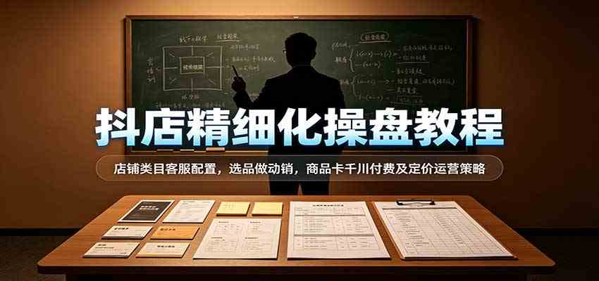抖店精细化操盘教程：店铺类目客服配置，选品做动销，商品卡千川付费及定价运营策略亿创资源网_优质资源分享平台_一站式资源获取亿创资源网 | 优质资源分享平台_一站式资源获取