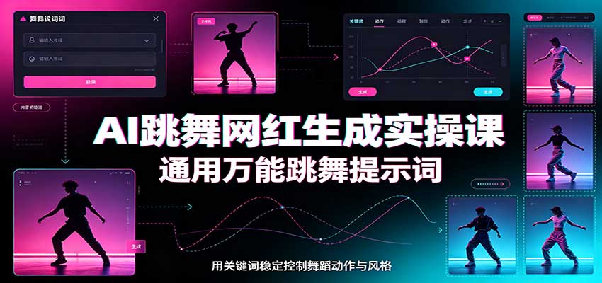 AI跳舞网红生成实操课：通用万能跳舞提示词，多模型适配，人物舞蹈视频制作全套教学亿创资源网_优质资源分享平台_一站式资源获取亿创资源网 | 优质资源分享平台_一站式资源获取
