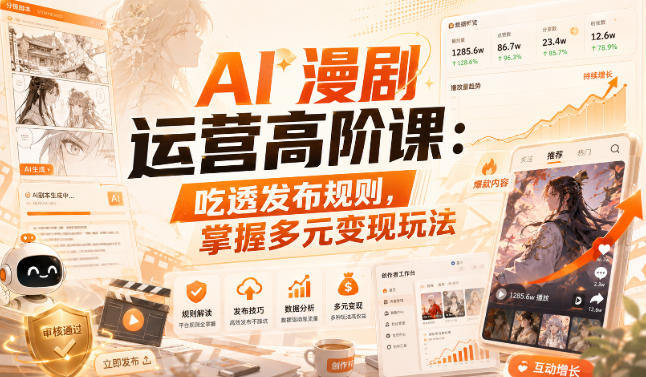 AI漫剧运营高阶课:吃透发布规则,掌握多元变现玩法亿创资源网_优质资源分享平台_一站式资源获取亿创资源网 | 优质资源分享平台_一站式资源获取