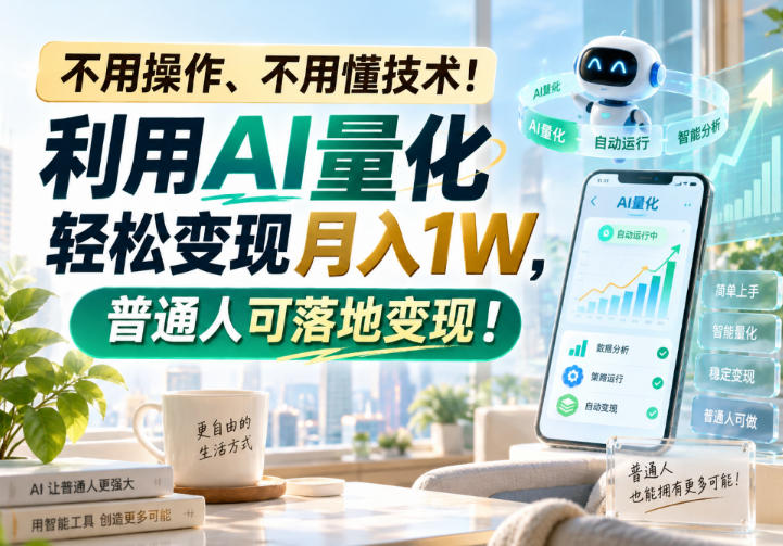 不用操作、不用懂技术！利用AI量化轻松变现月入1W，普通人可落地变现！【揭秘】亿创资源网_优质资源分享平台_一站式资源获取亿创资源网 | 优质资源分享平台_一站式资源获取