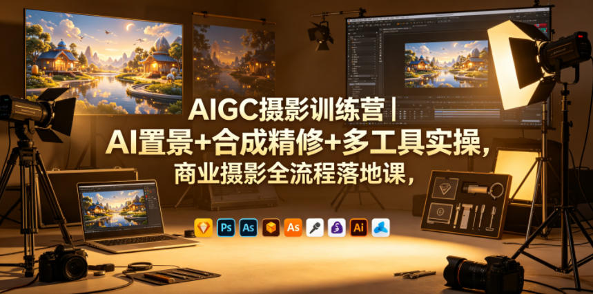 AIGC摄影训练营｜AI置景+合成精修+多工具实操，商业摄影全流程落地课亿创资源网_优质资源分享平台_一站式资源获取亿创资源网 | 优质资源分享平台_一站式资源获取