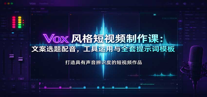 Vox风格短视频制作课：文案选题配音，工具运用与全套提示词模板亿创资源网_优质资源分享平台_一站式资源获取亿创资源网 | 优质资源分享平台_一站式资源获取
