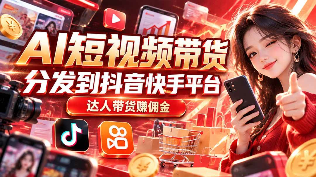 （20754期）【AI短视频带货】分发到抖音快手平台，达人带货赚佣金亿创资源网_优质资源分享平台_一站式资源获取亿创资源网 | 优质资源分享平台_一站式资源获取