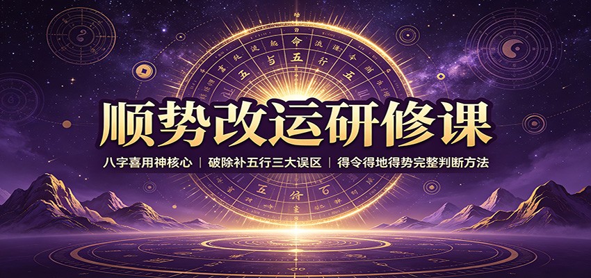 顺势改运研修课：八字喜用神核心，破除补五行三大误区，得令得地得势完整判断方法亿创资源网_优质资源分享平台_一站式资源获取亿创资源网 | 优质资源分享平台_一站式资源获取