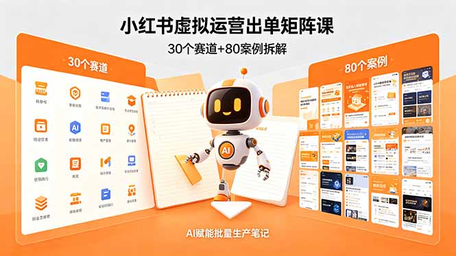 小红书虚拟运营出单矩阵课：30个赛道+80案例拆解，AI赋能批量生产笔记亿创资源网_优质资源分享平台_一站式资源获取亿创资源网 | 优质资源分享平台_一站式资源获取