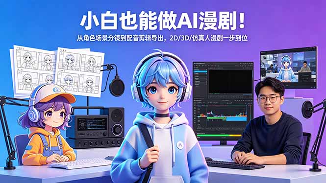 小白也能做AI漫剧！从角色场景分镜到配音剪辑导出，2D/3D/仿真人漫剧一步到位亿创资源网_优质资源分享平台_一站式资源获取亿创资源网 | 优质资源分享平台_一站式资源获取