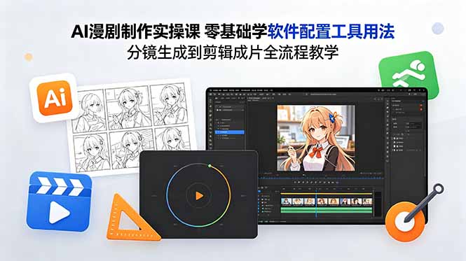 AI漫剧制作实操课 零基础学软件配置工具用法 分镜生成到剪辑成片全流程教学亿创资源网_优质资源分享平台_一站式资源获取亿创资源网 | 优质资源分享平台_一站式资源获取