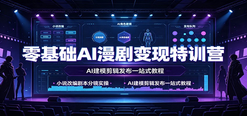零基础AI漫剧变现特训营：小说改编剧本分镜实操，AI建模剪辑发布一站式教程亿创资源网_优质资源分享平台_一站式资源获取亿创资源网 | 优质资源分享平台_一站式资源获取