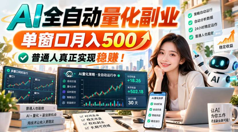 （20735期）AI全自动量化副业，单窗口月入500，普通人真正实现稳赚！亿创资源网_优质资源分享平台_一站式资源获取亿创资源网 | 优质资源分享平台_一站式资源获取