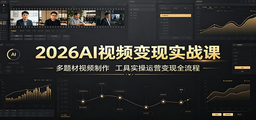 2026AI视频变现实战课：多题材视频制作，工具实操运营变现全流程亿创资源网_优质资源分享平台_一站式资源获取亿创资源网 | 优质资源分享平台_一站式资源获取