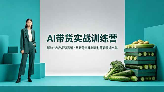 （18355期）AI带货实战训练营，服装+农产品双赛道，从账号搭建到素材剪辑快速出单亿创资源网_优质资源分享平台_一站式资源获取亿创资源网 | 优质资源分享平台_一站式资源获取
