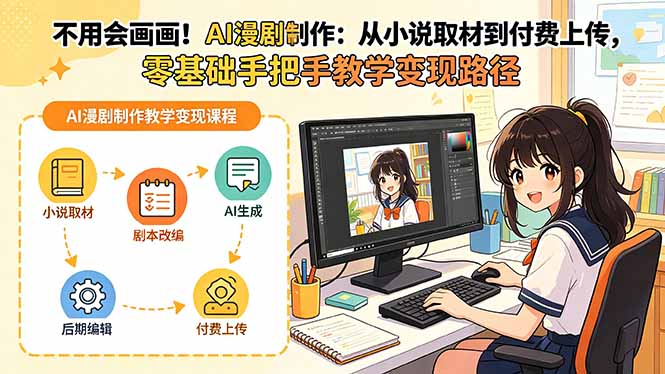 不用会画画！AI漫剧制作：从小说取材到付费上传，零基础手把手教学变现路径亿创资源网_优质资源分享平台_一站式资源获取亿创资源网 | 优质资源分享平台_一站式资源获取