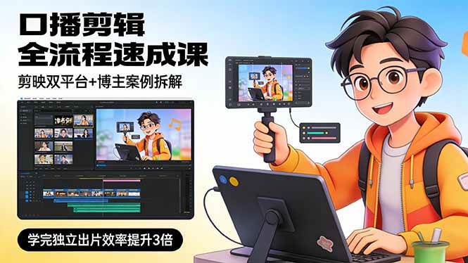 （17420期）口播剪辑全流程速成课，剪映双平台+博主案例拆解，学完独立出片效率提升3倍亿创资源网_优质资源分享平台_一站式资源获取亿创资源网 | 优质资源分享平台_一站式资源获取