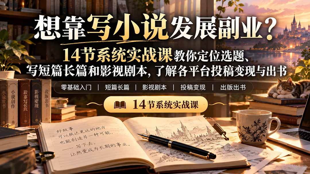 (21031期)【无水印】想靠写小说发展副业?14节系统实战课教你定位选题、写短篇长篇和影视剧本,了解各平台投稿变现与出书亿创资源网_优质资源分享平台_一站式资源获取亿创资源网 | 优质资源分享平台_一站式资源获取