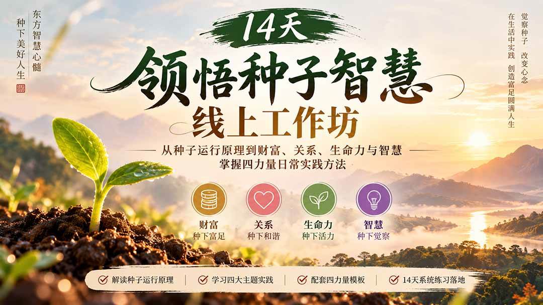 (20756期)14天领悟种子智慧线上工作坊|从种子运行原理到财富、关系、生命力与智慧,掌握四力量日常实践方法亿创资源网_优质资源分享平台_一站式资源获取亿创资源网 | 优质资源分享平台_一站式资源获取