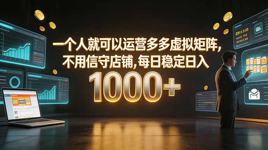 一个人就可以运营多多虚拟矩阵，不用值守店铺，每日稳定日入 1000+亿创资源网_优质资源分享平台_一站式资源获取亿创资源网 | 优质资源分享平台_一站式资源获取