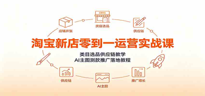 淘宝新店零到一运营实战课：类目选品供应链教学，AI主图测款推广落地教程亿创资源网_优质资源分享平台_一站式资源获取亿创资源网 | 优质资源分享平台_一站式资源获取